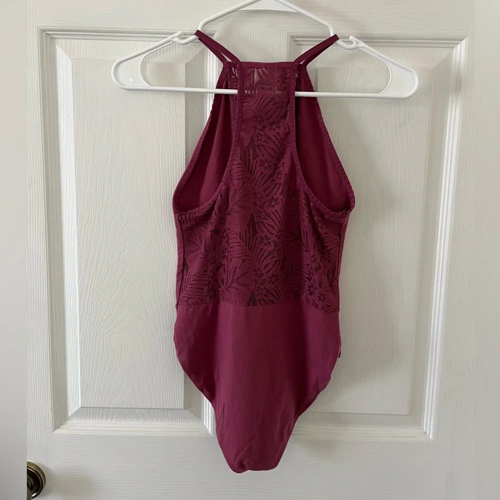 PINK Victoria's Secret Bodysuit in Rose with Lace Detail - Picture 2 of 3